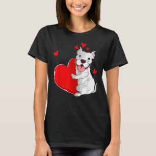 T-shirt Jolie Pitbull Valentines Jour Tenir Coeur Mon Vale
