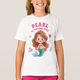 T-shirt Jolie Sirène Aquarelle Sous l'Océan Anniversaire