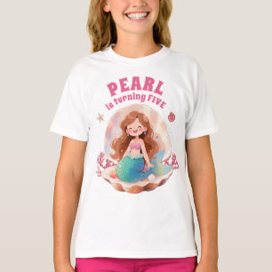 T-shirt Jolie Sirène Aquarelle Sous l'Océan Anniversaire