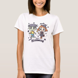 T-shirt Jolie sorcière et Mischievous zombie garçon