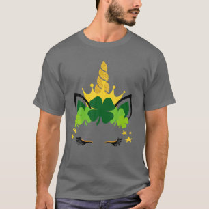 T-shirt Jolie St Patrick's Day Graphic Unicorn Horn Shamro