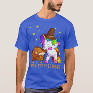 T-shirt Jolie Unicorn Thanksgiving Pour Les Filles Pèlerin