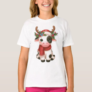 T-shirt Jolie vache de Noël mignonne