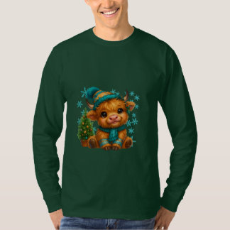 T-shirt Jolie vache des Highlands d'hiver pour Noël – Bébé