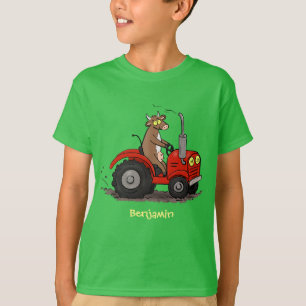 T-shirt Jolie vache heureuse conduisant un dessin animé de