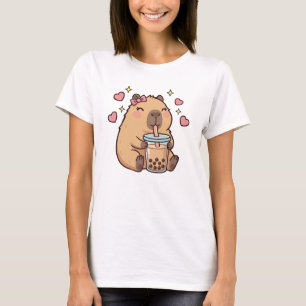 T-shirt Jolies Filles Capybara Ramen Kawaii Thé Kawaii Cap
