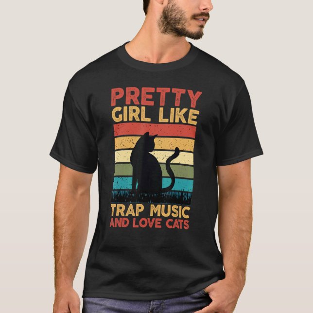 T-shirt Jolies filles comme la musique rap et les chats d' (Devant)