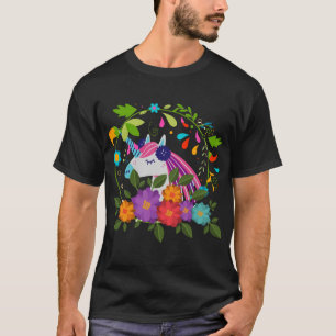 T-shirt Jolies Fleurs roses mignonnes Unicorn Joyeux Noël