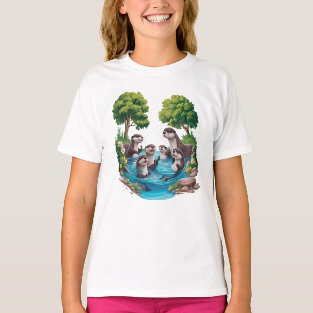 T-shirt jolies loutre s'amuser (Devant)