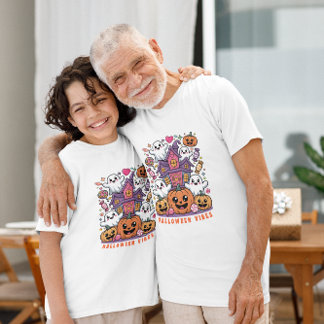 T-shirt Jolies vibrations Kawaii d'Halloween | Fantômes et
