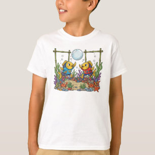 T-shirt Jolis poissons jaunes jouant au sport de bulles oc