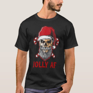 T-shirt Jolly AF Skeleton Santa Hat Candy Crew Joyeux Chri