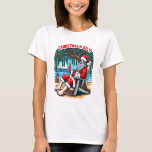 T-shirt Jolly Père Noël Sips Beer en juillet