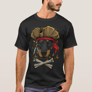 T-shirt Jolly roger d'Halloween Dobermann Pirate Dog