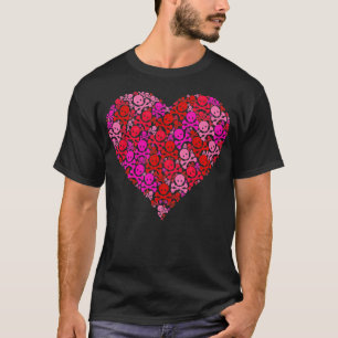 T-shirt Jolly Roger Flag Skull Pink Red Heart Shape Valent