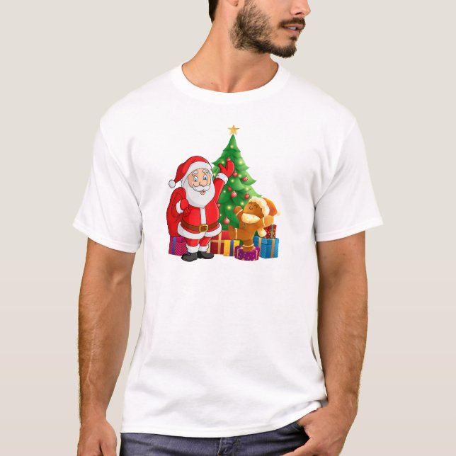 T-shirt Jolly Santa Claus & Dancing Gingerbread Homme (Devant)