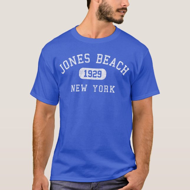 T-shirt Jones Beach New York 1929 Varsity Arched Text Mens (Devant)