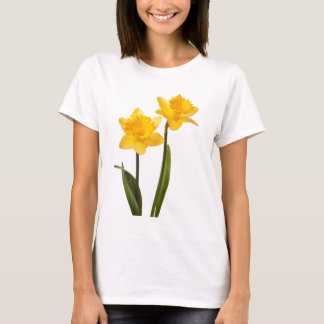 T-shirt Jonquilles jaunes de ressort sur le blanc