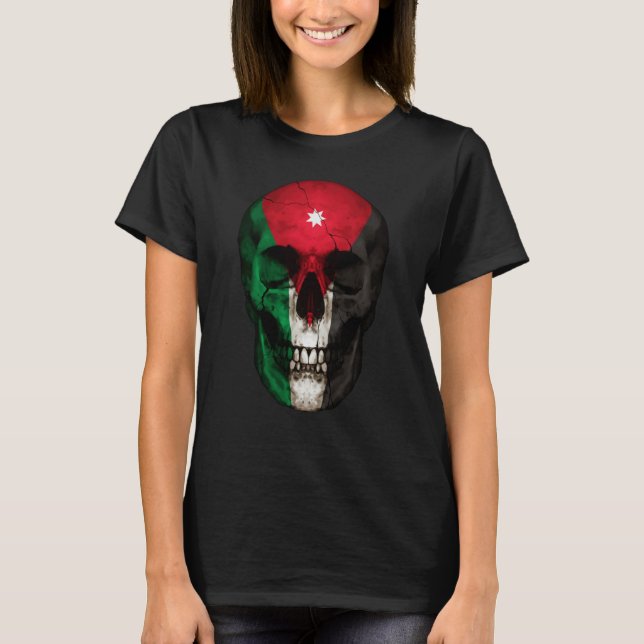 T-shirt Jordan Flag Skull Jordanian Roots Proud Patriotic (Devant)