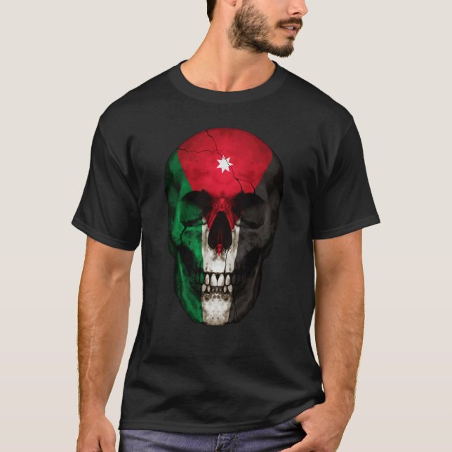 T-shirt Jordan Flag Skull Jordanian Roots Proud Patriotic (Devant)