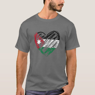 T-shirt Jordanian Flag Heart In Hand Drawing For Jordanian