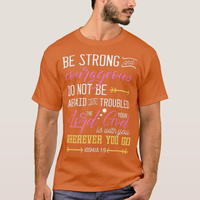 T-shirt Joshua 1 9 American Flag Christian Cross (Devant)