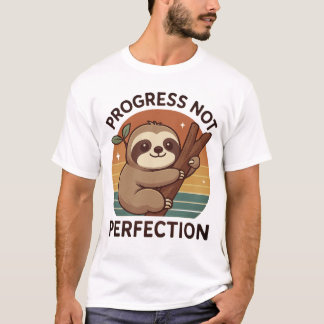 T-shirt Jote Sloth "Progress Not Perfection" Art Graphique