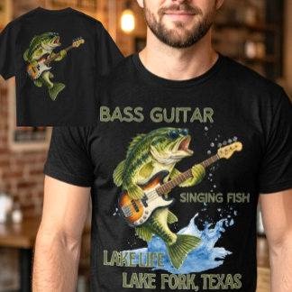T-shirt Joue de la basse Guitare basse Vie pêche au lac