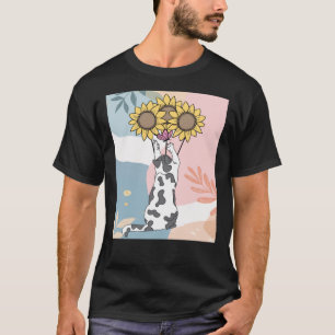 T-shirt Jouer Au Chat Avec Papillon Et Tournesols