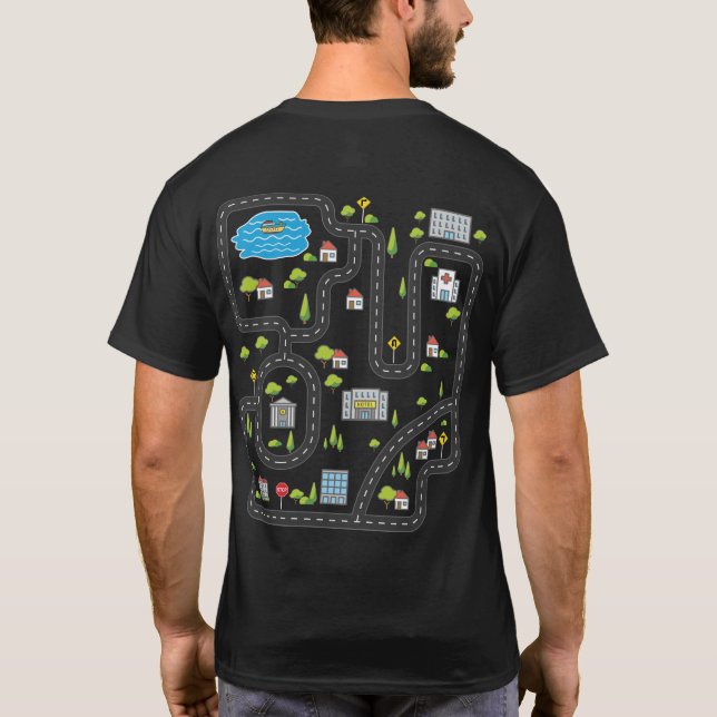 T-shirt Jouer aux voitures sur le dos de papa Playmat Road (Dos)