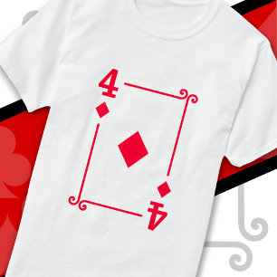 T-shirt Jouer Cartes Costume Quatre Cartes 4 de Diamants