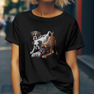 T-shirt Jouer Chiens de Boxer et Ball : Amusant dans chaqu