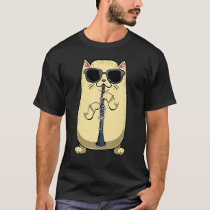T-shirt Jouer Clarinet Cat Instrument Music Player Hobby