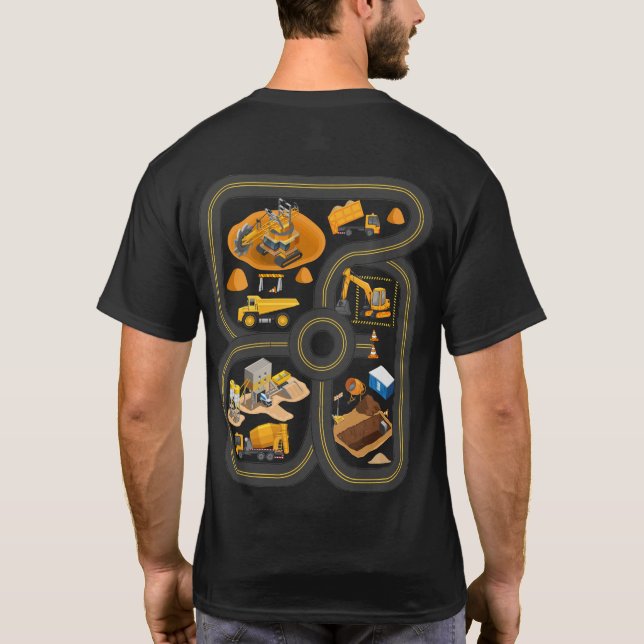 T-shirt Jouer des véhicules de construction sur le dos de  (Dos)