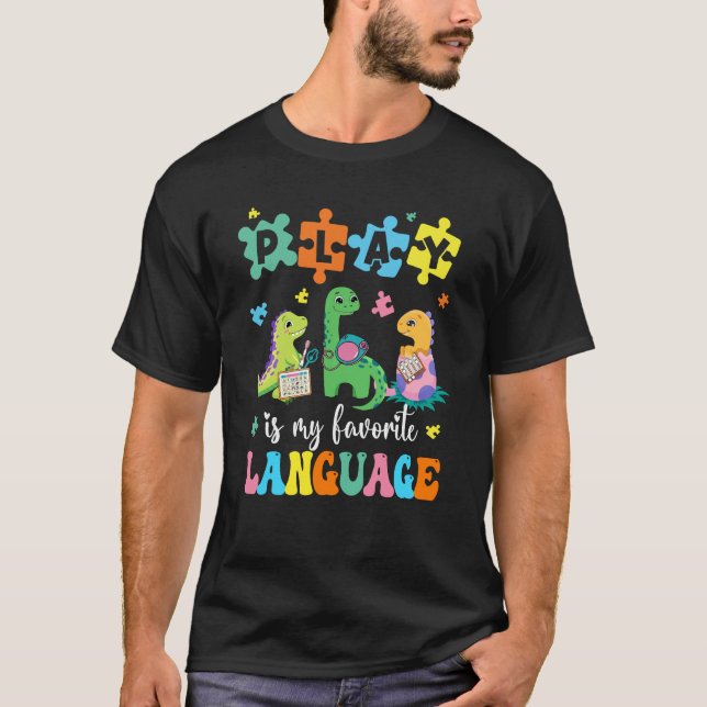 T-shirt Jouer Est Ma Langue Favorite Dinosaures Discours L (Devant)