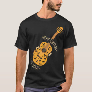 T-shirt Jouer Guitares Chiens De Compagnie I Chien Et Amat