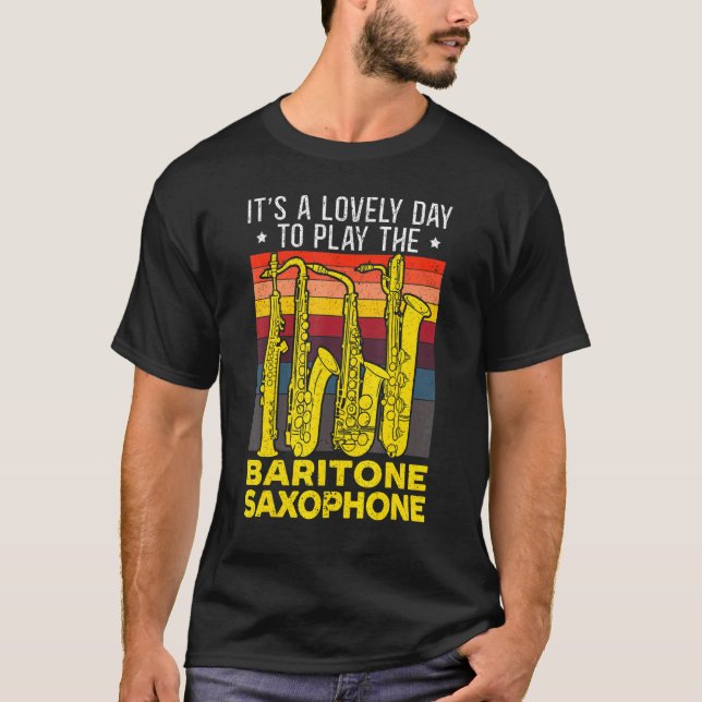 T-shirt Jouer Le Baritone Saxophone instrument de musique  (Devant)