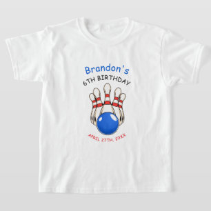 T-shirt Jouer Red & Blue Bowling thème 6e anniversaire