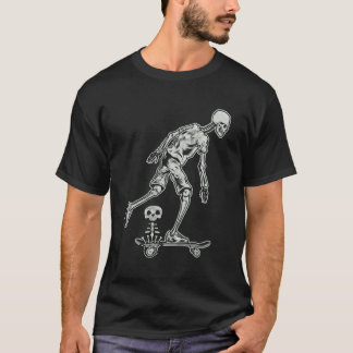 T-shirt Jouer Skateboard Skeleton Skateboard