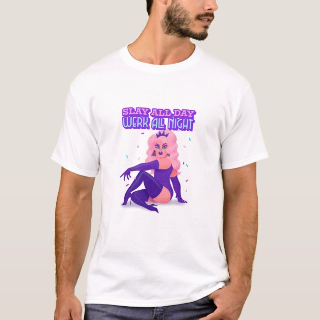 T-shirt Jouer toute la journée, Werk toute la nuit (Devant)