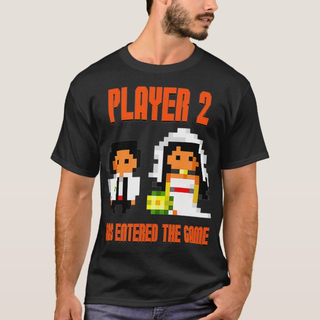 T-shirt Joueur 2 est entré dans le jeu Mariage Video Gamer (Devant)