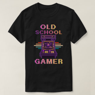 T-shirt Joueur Ancien École Rétro Arcade Néon