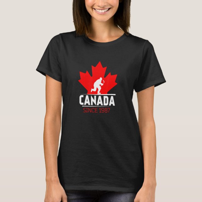 T-shirt Joueur canadien de hockey sur glace Feuille d'érab (Devant)