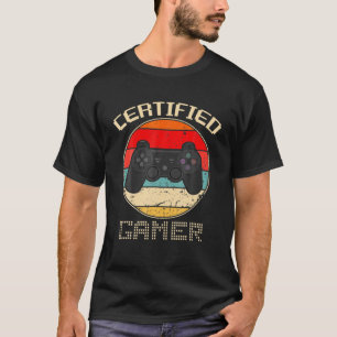 T-shirt Joueur Certifié Retro Funny Jeux Vidéo Jeu Gif