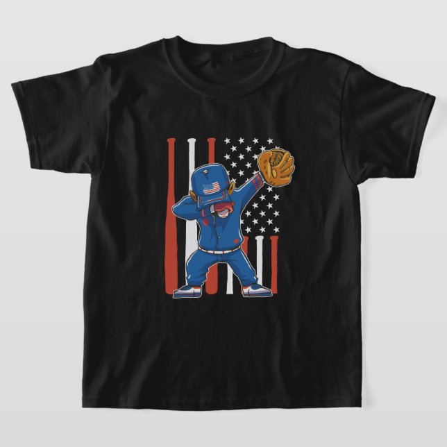T-shirt Joueur de baseball 4 juillet USA American (Poser)