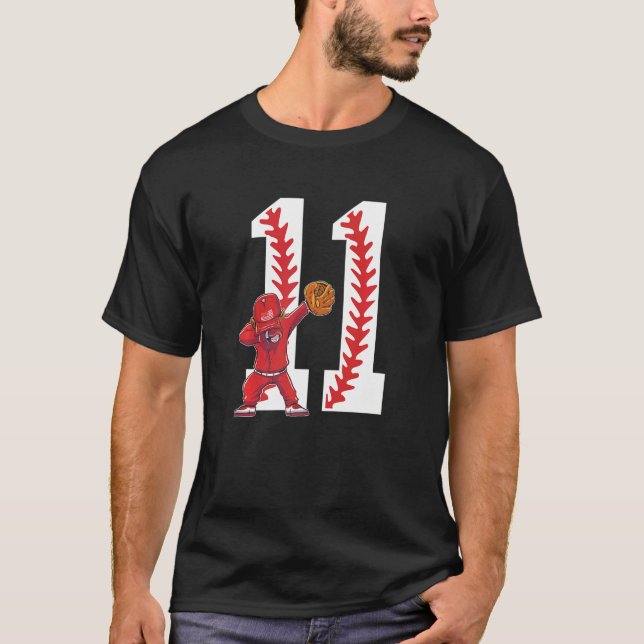 T-shirt Joueur de baseball de 11 ans 11e anniversaire (Devant)