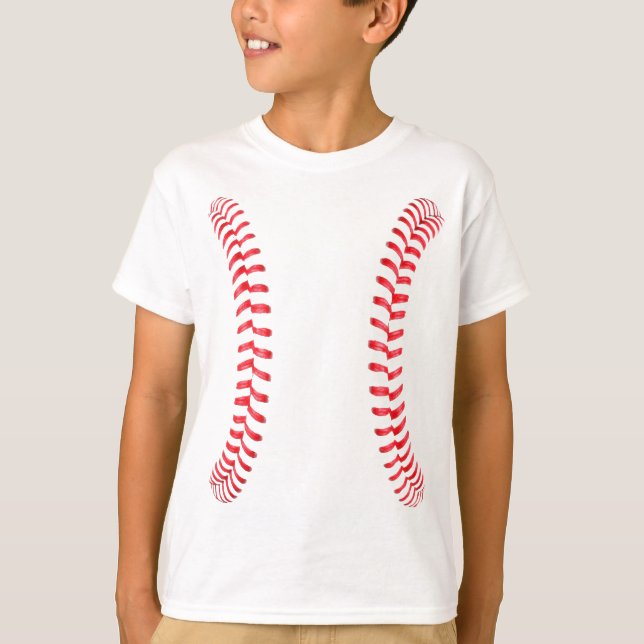 T-shirt Joueur De Baseball Garçons Couches Verticales (Devant)
