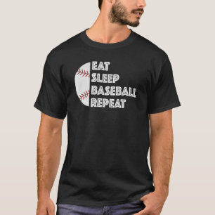 T-shirt Joueur de baseball Manger Sleep Baseball Répéter l