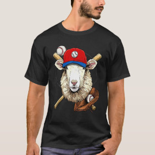 T-shirt Joueur de baseball Mouton Agneau Lanceur Receveur