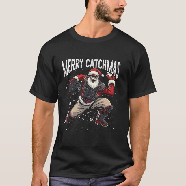 T-shirt Joueur de baseball Noël Catcher San (Devant)